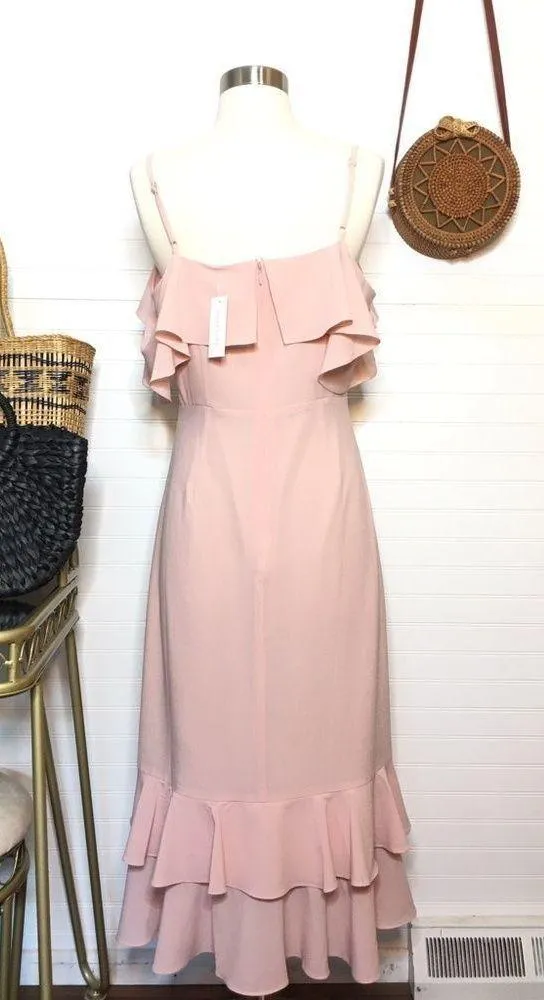 Sugar + Lips Blush Pink Ruffle Midi Dress​ - Image 4