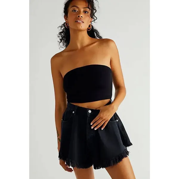 Free People "We The Free" Harlie Denim Shorts Black - Image 7