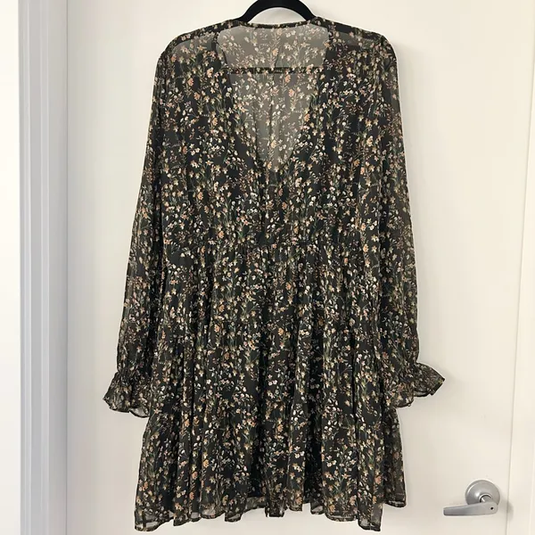 Baltic Born Huxley Tiered Button Up Fit & Flare Dress Black Floral Size XL NWOT - Image 9