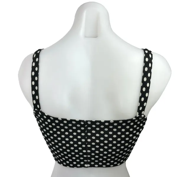 Zara Black White Square Neck Polka Dot Pullover Y2K Chic Crop Tank Top Size M - Image 2