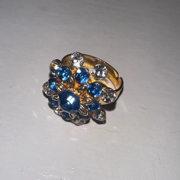 ✨Elegant Blue and Gold Crystal Ring - Image 3