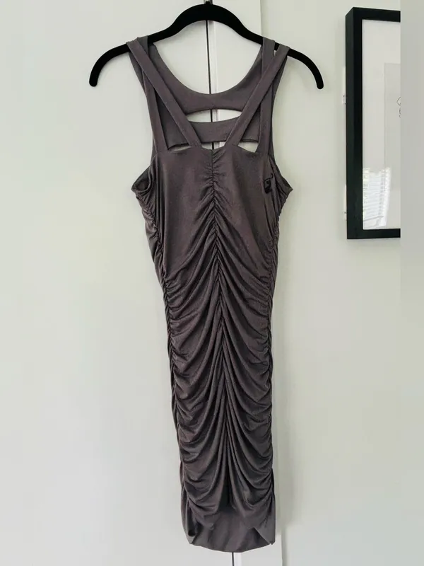 VTG Y2K Baby Phat grey ruche mini dress size medium Kimora lee Simmons - Image 5