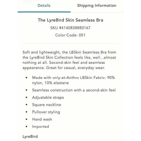 Anthropologie LyreBird Skin Seamless Bra - Image 4