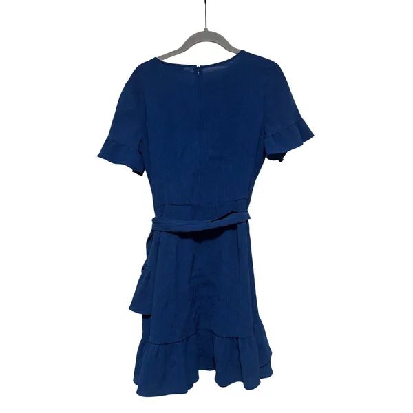 Banana Republic Women's Blue Ruffle Tie Waist Mini Dress Size 4 - Image 8
