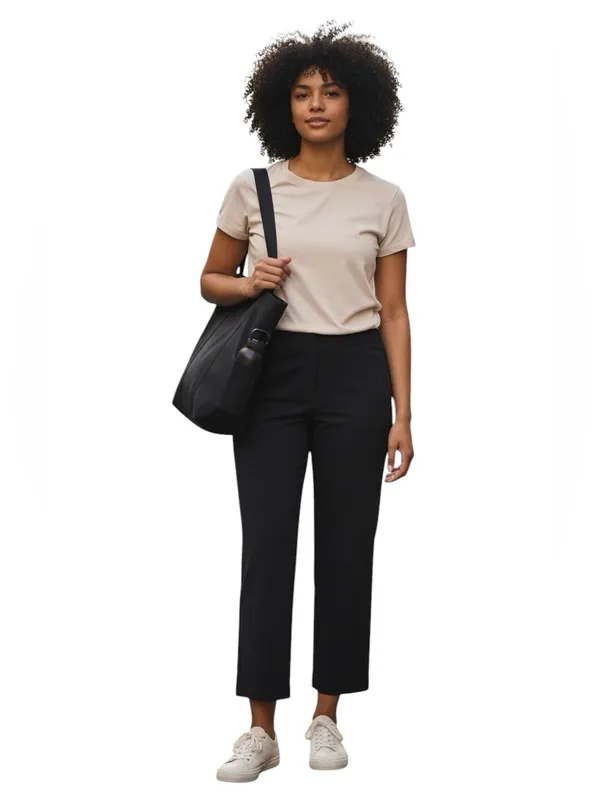 Lululemon Black Straight Leg Cropped Pants Womens 10 Travel Athleisure Chic EUC - Image 2