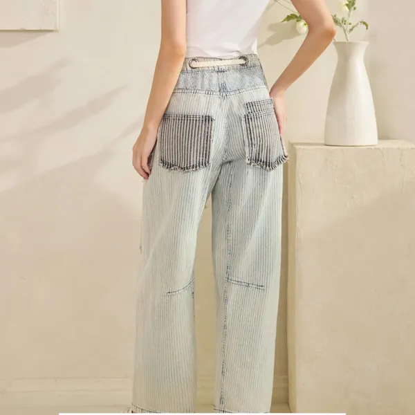 Oli & Hali Light Wash Patchwork Cropped Wide-Leg Jeans XL - Image 9