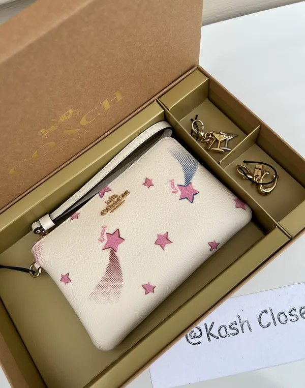 Coach Boxed Corner Zip Wristlet With Disco Star Print - Image 2