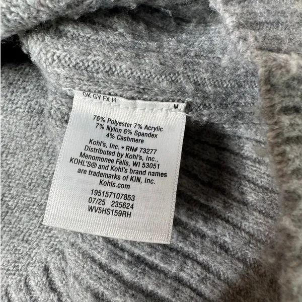Simply Vera Vera Wang Gray Mockneck Sweater M Quiet Luxury Cashmere Blend - Image 9