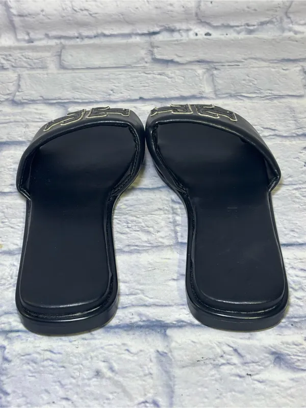 TORY BURCH Double T Sport Leather Slide Sandal Perfect Black Size 9.5 (40) - Image 7
