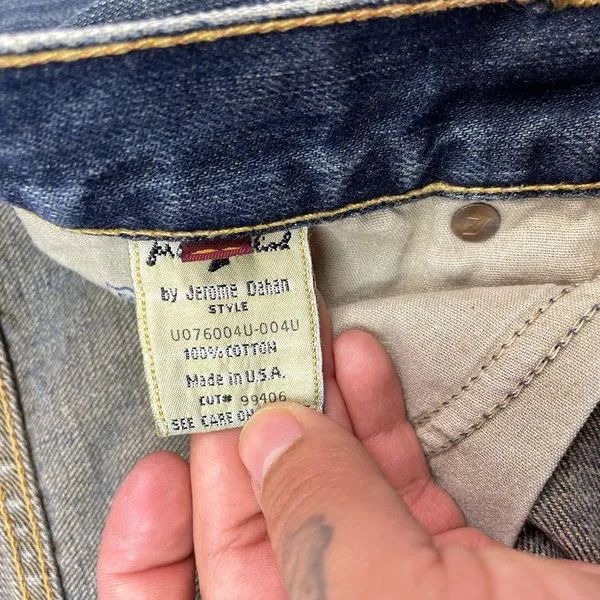 7 For All Mankind Y2K Lowrise Yellow Tan Mineral Wash Flare Jean - Image 4
