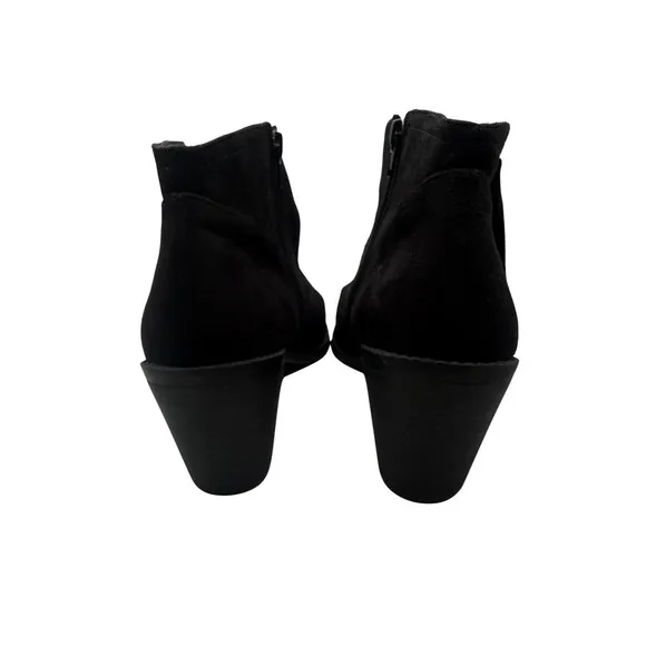 Soda Women 11 Black Suede Block Heel Side Zip Tassel Accent‎ Ankle Boots Western - Image 2