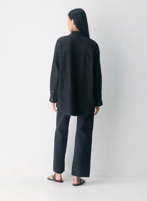 NWOT Aritzia Denim Forum The '80s Comfy Shirt in Black Eyeliner - Image 2
