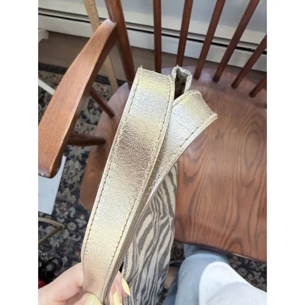 Michael Kors Metallic Gold Zebra Print Canvas Shoulder Tote Bag - Image 11