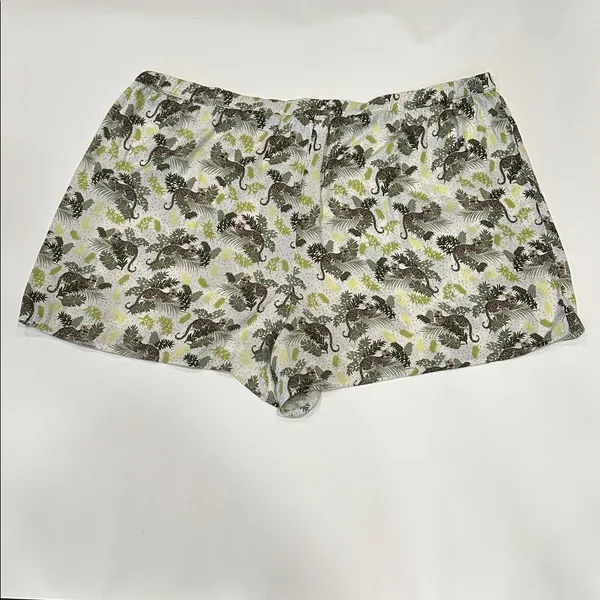 Lands End Matte Satin Pajama Set 2pc White Leopard 3X Long Sleeve Top Shorts - Image 11