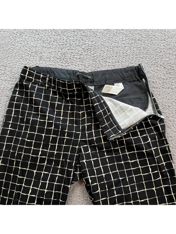Zara Woman Black White Grid Print Slim Ankle Trousers Size M Side Zip - Image 5