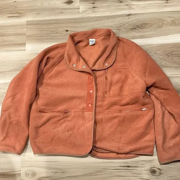 Victoria’s Secret PINK Polar Fleece Jacket Full Zip Chestnut Spice Women’s Large - Image 2