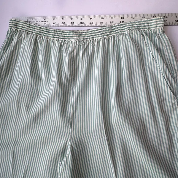 Adrienne Vittadini Silk Striped Pajama Lounge Pants Womens M Green White Vintage - Image 6