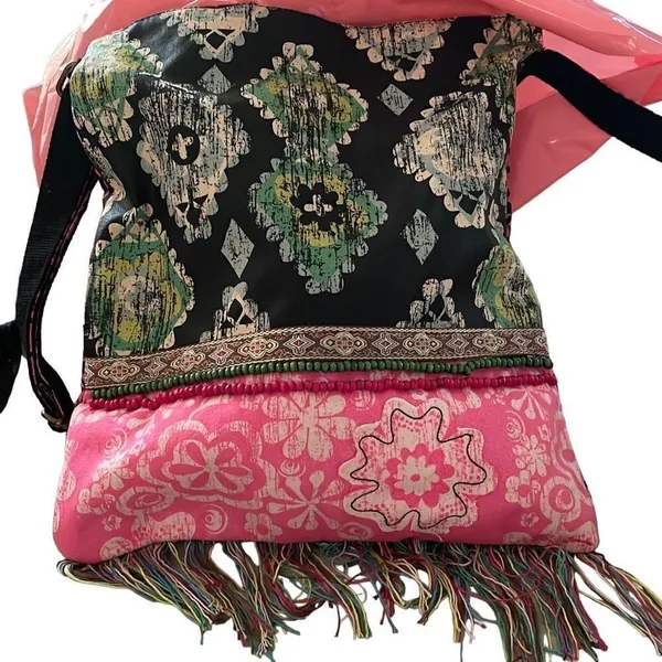 MUDD Bohemian Crossbody Bag Adjustable Strap Colorful‎ Fringes - Image 4