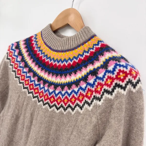Boden Millie Fair Isle Wool Blend Knit Sweater‎ Dress Beige US 10L Soft Alpaca - Image 5