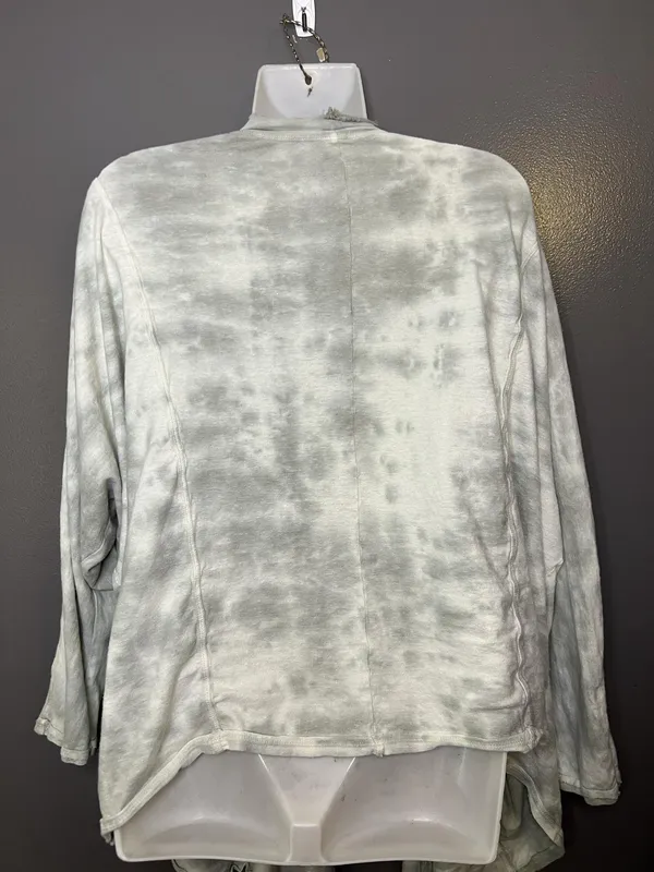 Free People Cardigan Sweater Womens XS Gray Terry Open Front Dolman Pockets Soft - Image 8