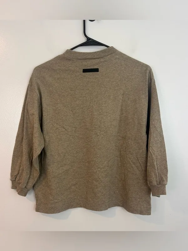 Fear of God University Essentials Tan Crewneck Long Sleeve Cotton Shirt Size 8 - Image 8