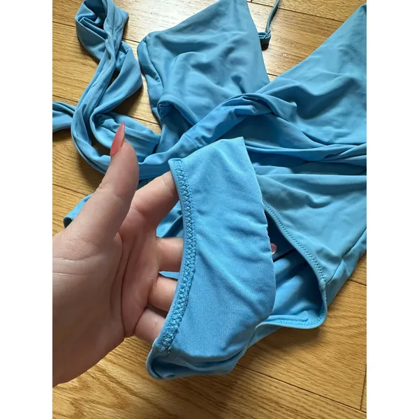 Aerie Blue Wrap One Piece Size Medium - Image 5