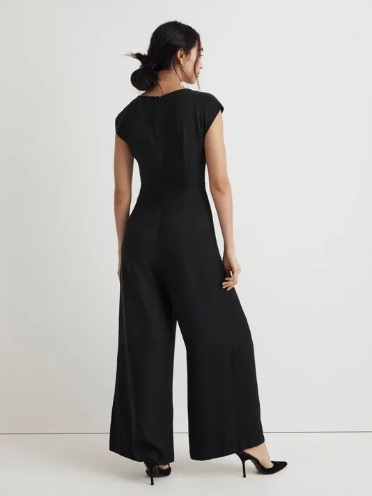 New Madewell Seamed Wide-Leg Jumpsuit in black size 14 - Image 2
