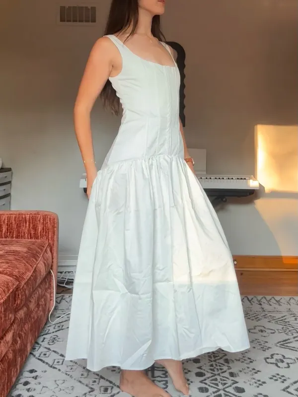 NWT Lulus White Corset Drop Waist Maxi Dress - Image 4