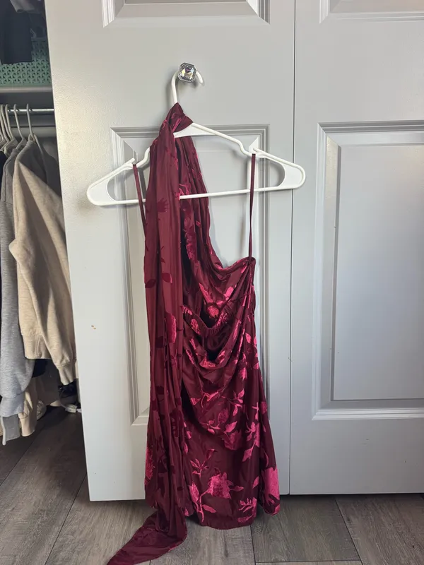 Dillard's Red Short Scarf Dress Homecoming Dress - Image 4