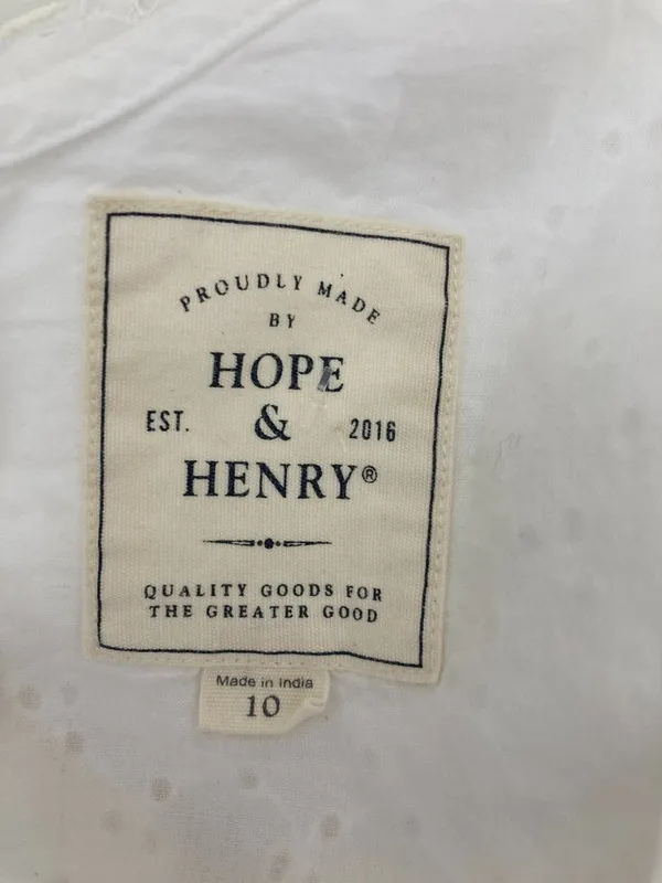 Hope & Henry 100% Organic Cotton Eyelet Lantern Sleeve V-Back Mini Dress 10 - Image 13