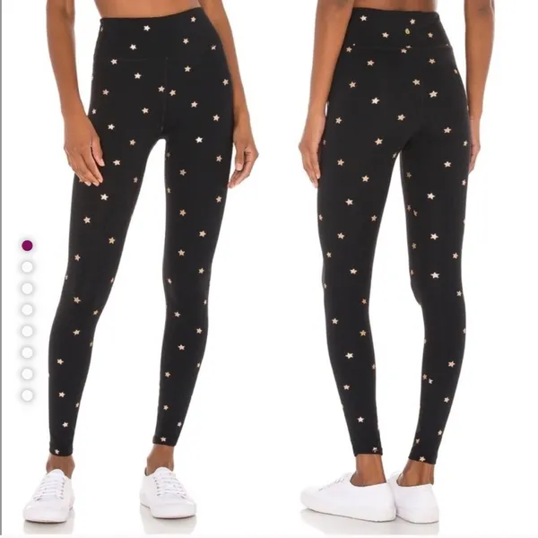 SPIRITUAL GANGSTER Black Leggings with Gold Stars Size Small - Image 2