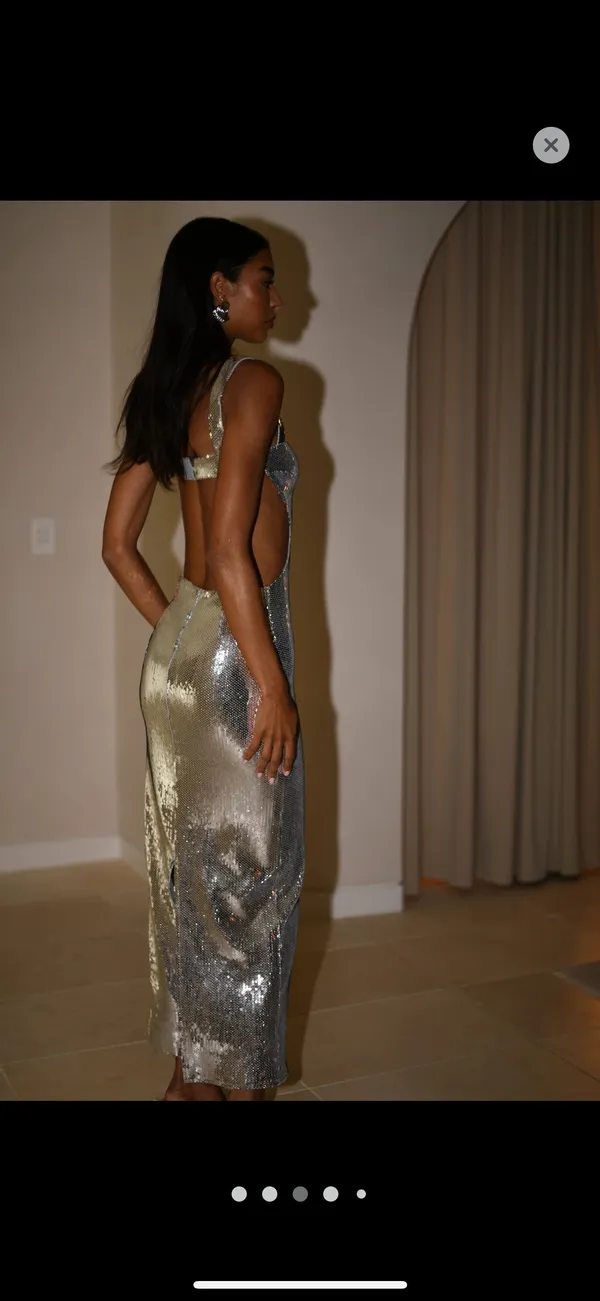 Stunning Sequin Dress Silver Size M - Image 2