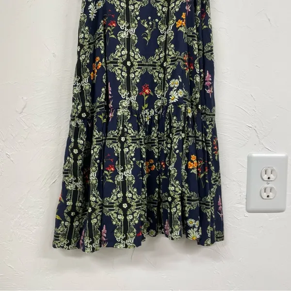 Agua Bendita X Target Blue Ruffled Ditsy Floral Mini Dress XXS Tiered Boho - Image 12