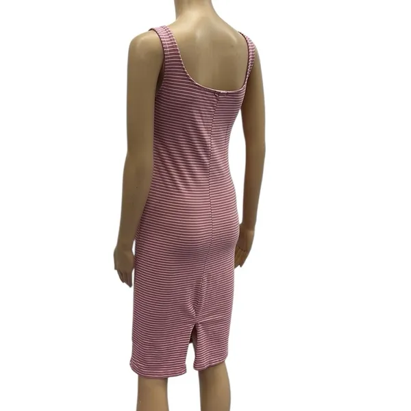 Hearts and Hips Pink White Striped Sleeveless Midi Tank Dress Juniors Large - Image 6