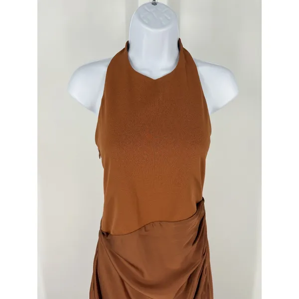 Abercrombie & Fitch Copper Brown Halter Midi Dress - Image 3