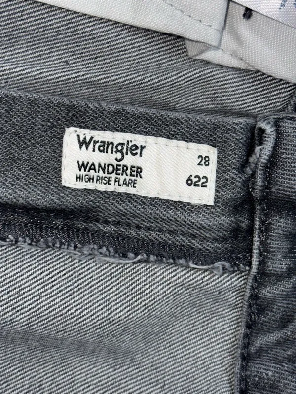 Wrangler Womens Heart Patch Wanderer Flare Jeans High Rise Black 28 x 34 Western - Image 8