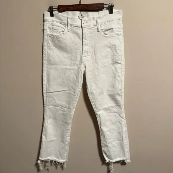 MOTHER Jeans Hustler Ankle Fray White Fairest of Them All- Size 32 - Image 4