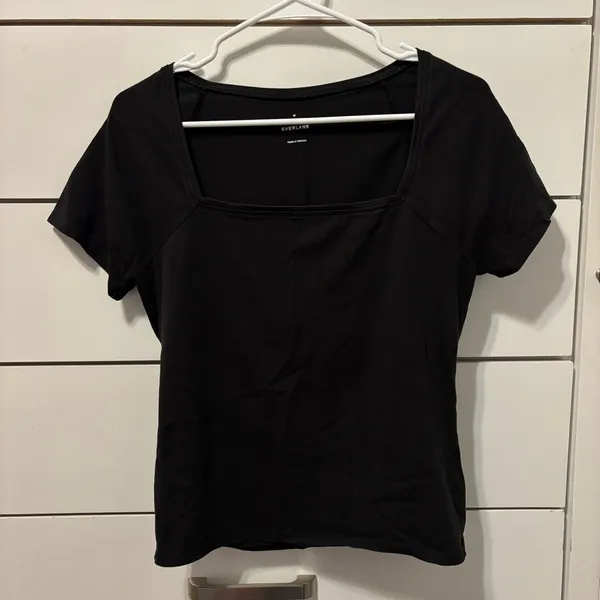 Everlane The Form Sqaure Neck Top Black - Image 3
