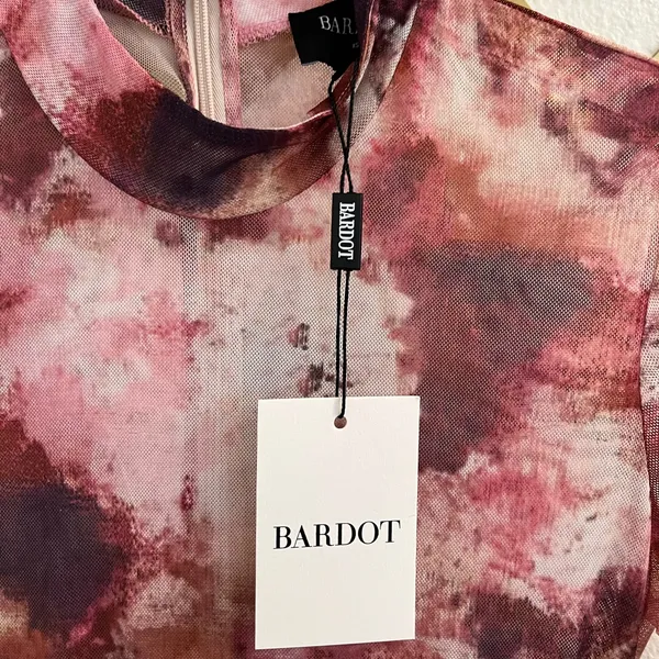 NWT Bardot Lea Tie Dye Mesh Long Sleeve Dress Extra Small - Image 10