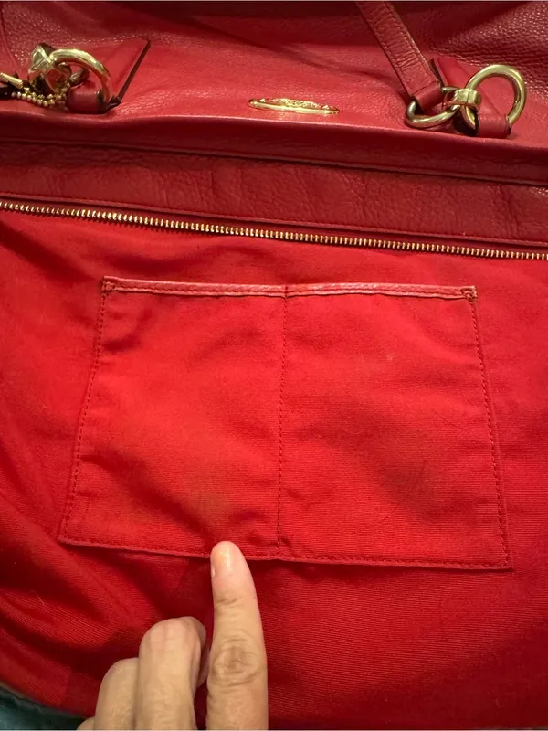 Coach Ellis Tote 33961 Red Pebbled Leather Gold Hardware - Image 4
