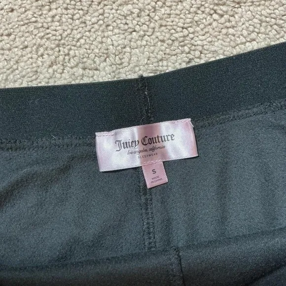 Juicy Couture Y2K Velour Sleep Shorts Womens Small Black Rhinestone Logo Lounge - Image 2