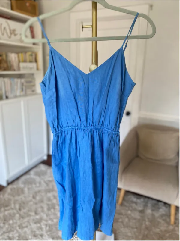 J Crew Linen Mini Dress Coastal Resort Vaca Sundress Quiet Luxury Parisian Clean - Image 2