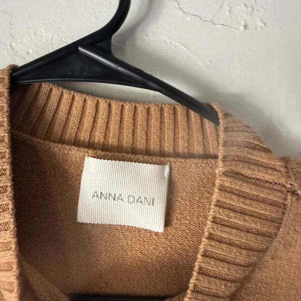 Anna Dani‎ Womens Tan Ribbed Crew Neck Long Sleeve Cropped Sweater M Preppy - Image 7