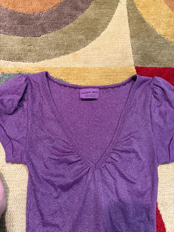 Michael Stars Vintage Y2K Early 2000’s Purple Long Tunic Tee Shirt Top One Size - Image 3