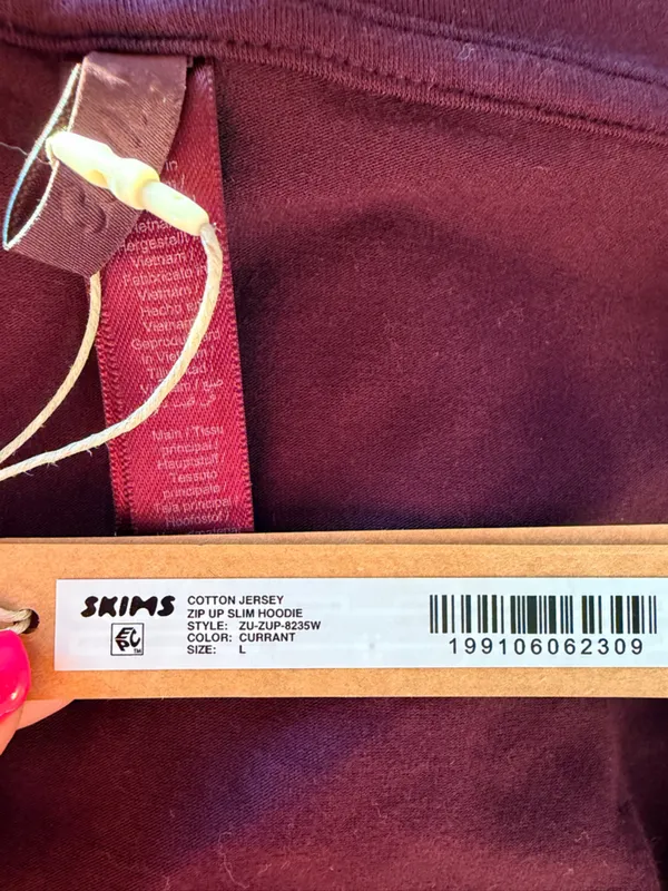 NWT Skims Cotton Jersey zip up hoodie in color currant women size large Sold Out - Image 7