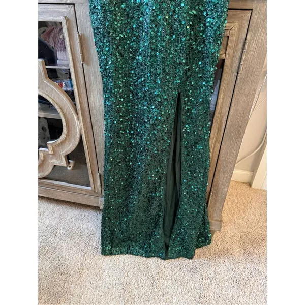 Faeriesty Green Sequin Mermaid‎ Dress with Side Slit Size XSmall - Image 3