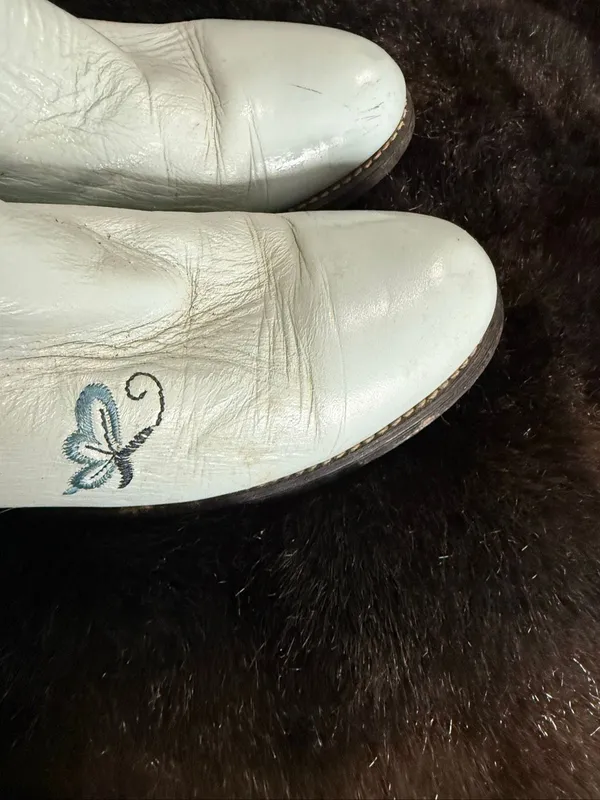 Acme Western Cowboy Leather Boots 5.5 Baby Blue butterfly Rodeo - Image 3