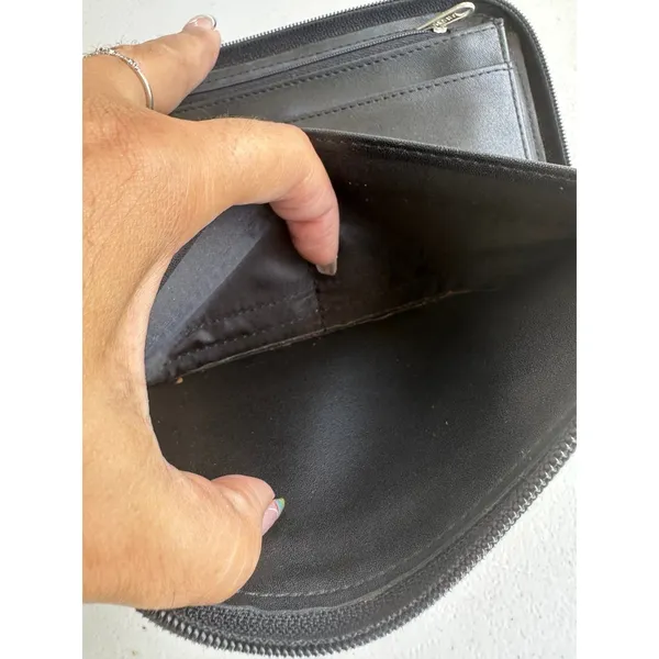 Vintage Esprit Embossed Logo Pebbled Texture Leather Zip Around Accordion Wallet - Image 7
