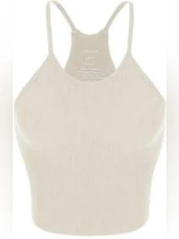 Ribbed Crop Bandeau Tank - Beige says it’s 2XL but I daily that an L - Image 3