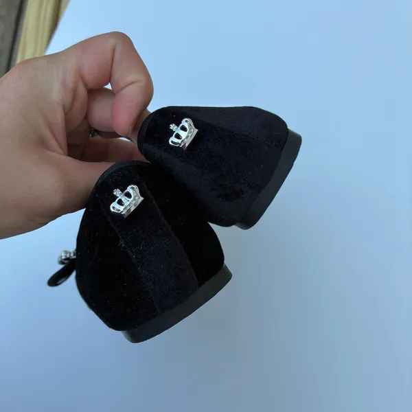 Juicy Couture Black Velvet Bijoux Mary Jane Flats NWOT Womens 7.5 - Image 6